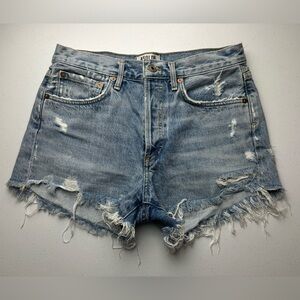 Agolde Parker Vintage Cut Off Shorts Womens 25 Distressed Light Wash High Rise